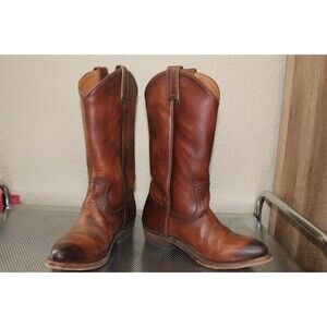 Frye Billy Pull On Western Leather Boots Cowboy Cowgirl Brown Women's Size 6.5